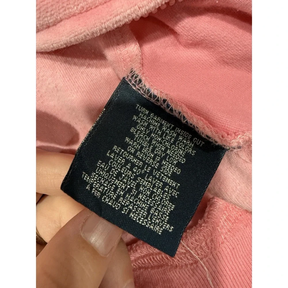 Ralph Lauren Baby Girl Track Suit 2 Piece 12m Pink Velour Hoodie Pants Pony Y2K